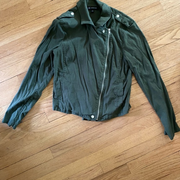 INC International Concepts Jackets & Blazers - Green Zip-Up Jacket with silver details